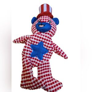 Patriotic Bear Red, White and Blue Stuffing-Free, Stimulating DogToy by BOW-WOW